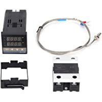 Kit de Controlador de Temperatura- 110V a 240V AC 0-400 ℃ REX-C100 Controlador de Termostato LED PID Digital con…